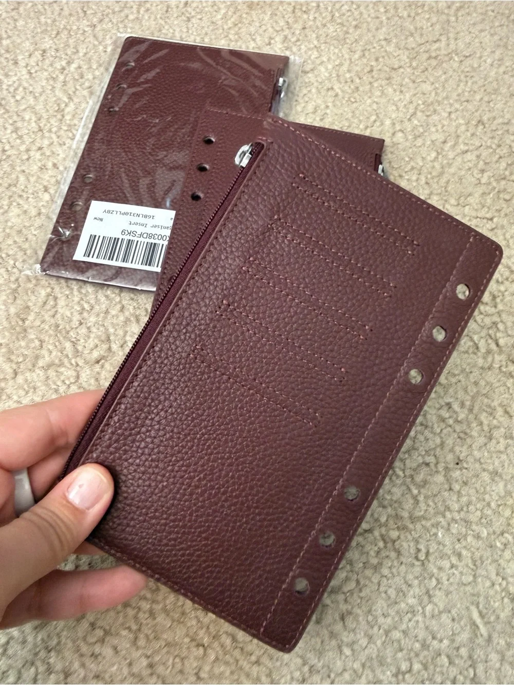 3 new Zip Closure personal size Planner flyleaf in Burgundy